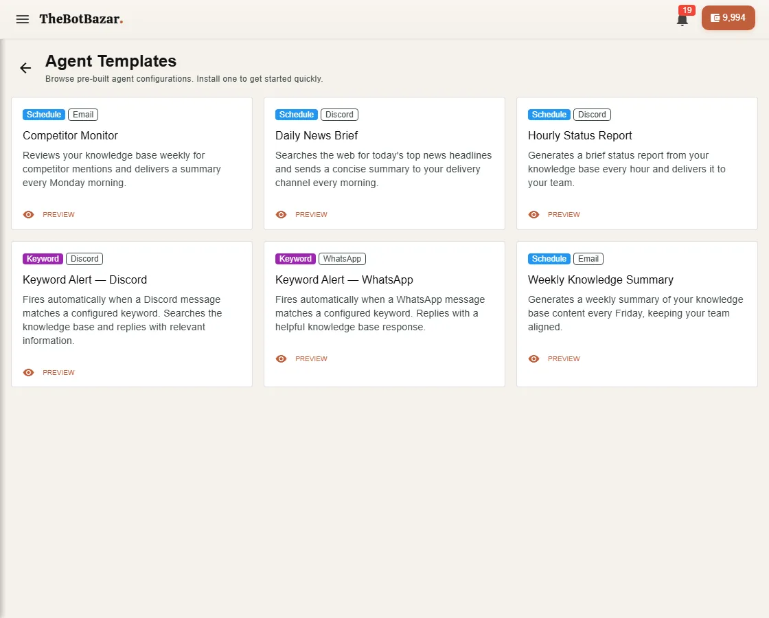 Agent templates