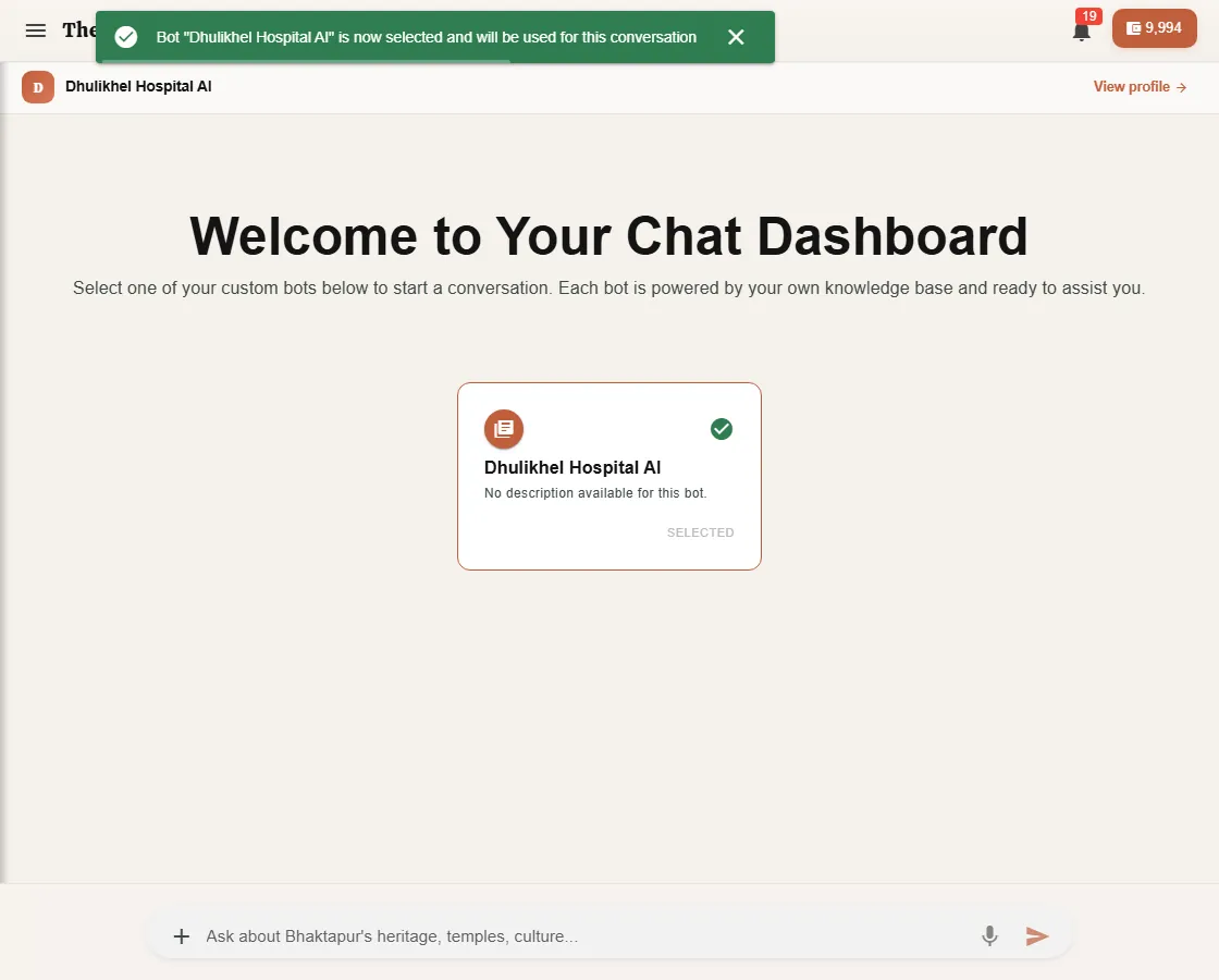 Pick a bot to chat with