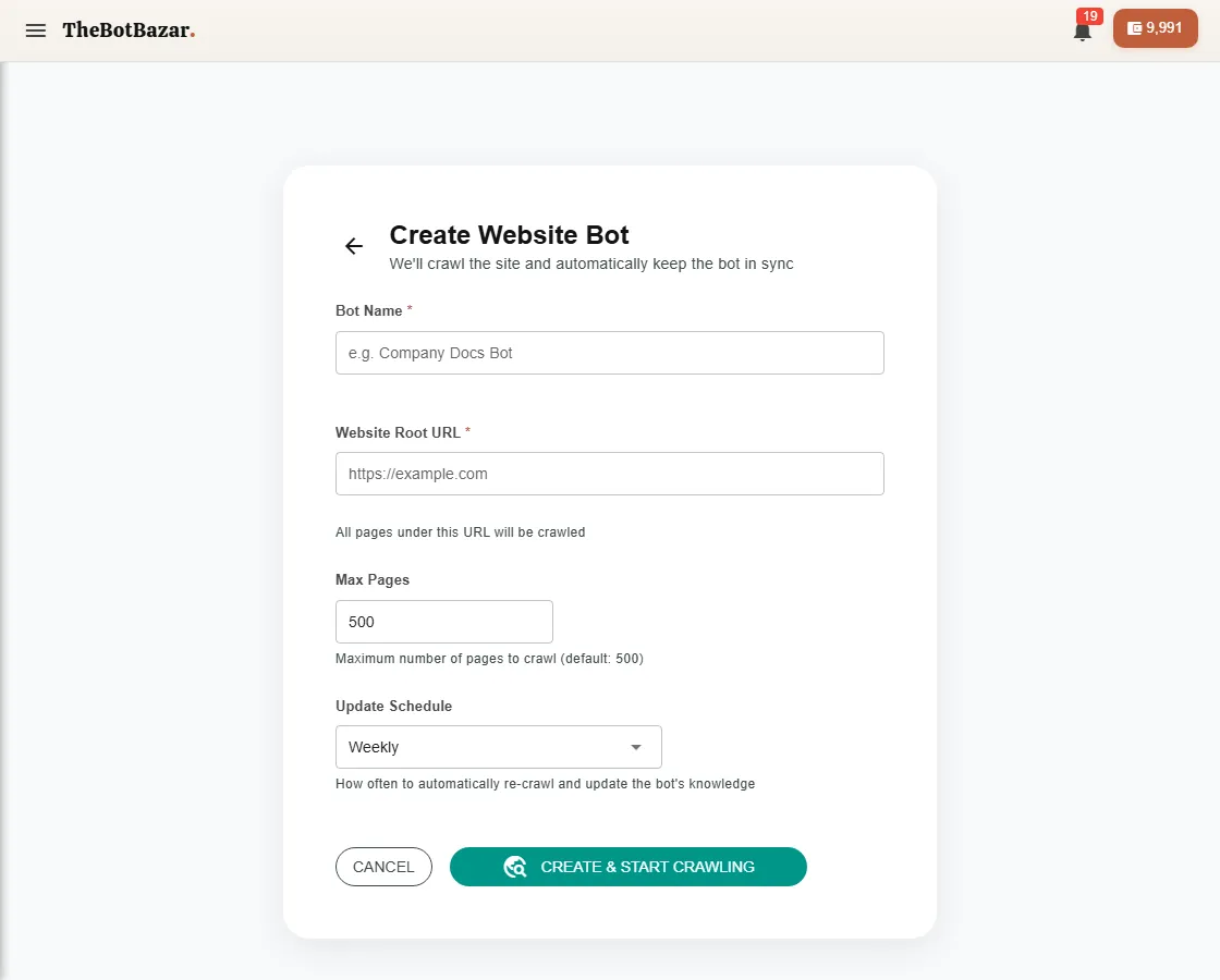 Creating a Website bot