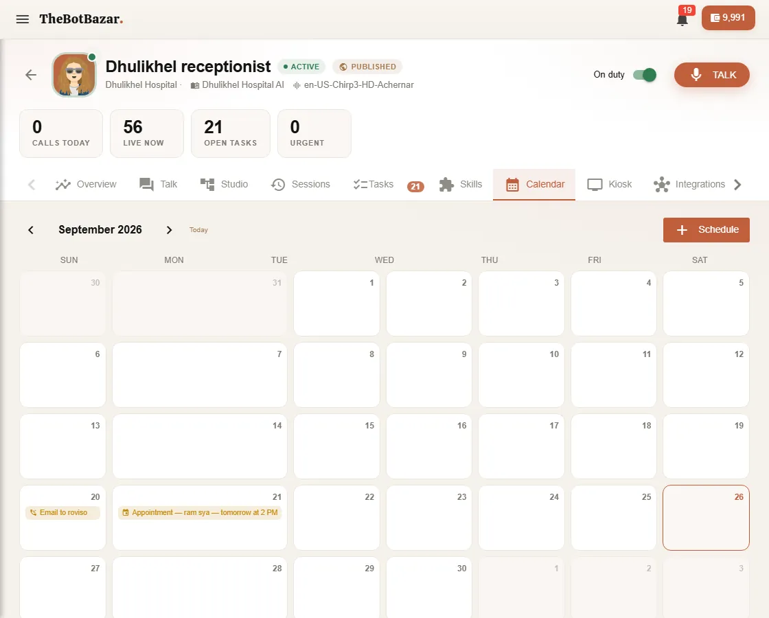 Appointments calendar